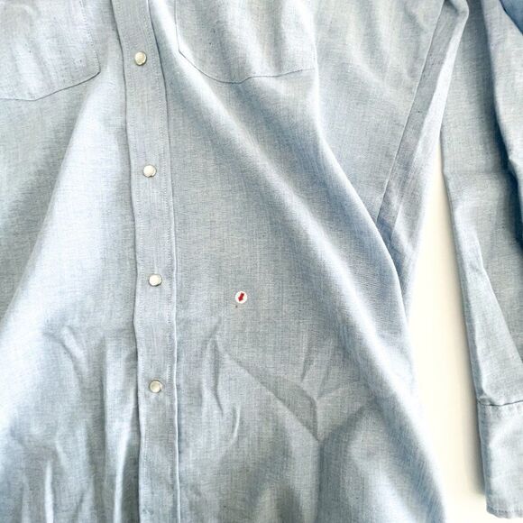 MWG Apparel Western Shirt Men's L Pearl Snap-Up Blue Long-Sleeved Size Small - Picture 9 of 9